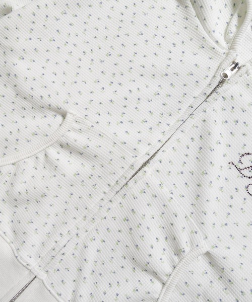 BGL(ビージーエル)の「FLOWER WAFFLE ZIP PARKA / 小花柄 / ワッフル / サーマル / 韓国ストリート / ウィッシュコア ジップパーカー(パーカー・レディース・ネイビー/ホワイト/グレー・FREE)」の18枚目の写真
