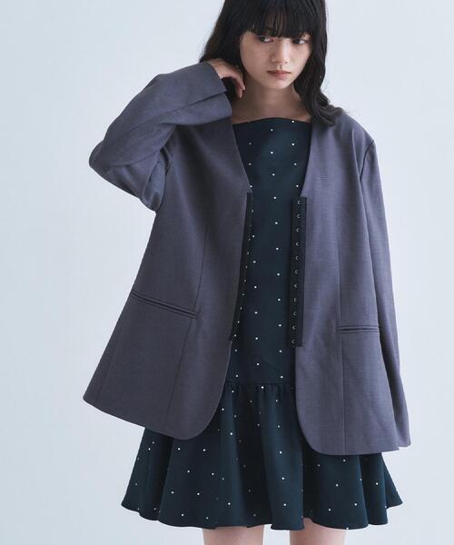 CODE A(コードエー)の「soft relaxed hook jacket(ノーカラージャケット・レディース・ブラウン系その他/グレー・00)」の2枚目の写真