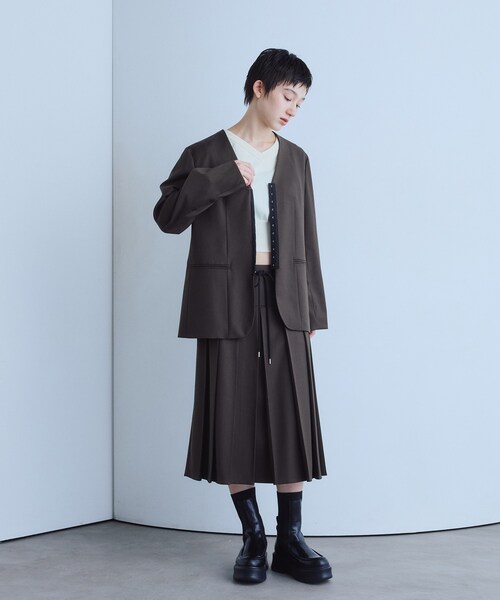 CODE A(コードエー)の「soft relaxed hook jacket(ノーカラージャケット・レディース・ブラウン系その他/グレー・00)」の3枚目の写真