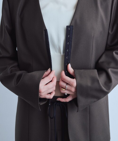 CODE A(コードエー)の「soft relaxed hook jacket(ノーカラージャケット・レディース・ブラウン系その他/グレー・00)」の6枚目の写真