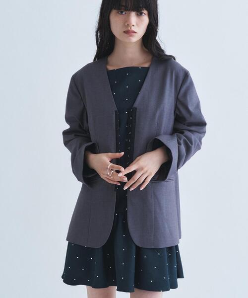 CODE A(コードエー)の「soft relaxed hook jacket(ノーカラージャケット・レディース・ブラウン系その他/グレー・00)」の8枚目の写真