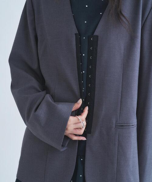 CODE A(コードエー)の「soft relaxed hook jacket(ノーカラージャケット・レディース・ブラウン系その他/グレー・00)」の12枚目の写真
