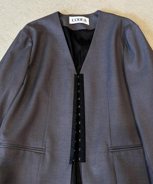 CODE A(コードエー)の「soft relaxed hook jacket(ノーカラージャケット・レディース・ブラウン系その他/グレー・00)」の13枚目の写真