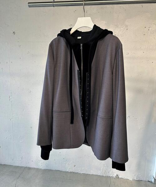 CODE A(コードエー)の「soft relaxed hook jacket(ノーカラージャケット・レディース・ブラウン系その他/グレー・00)」の14枚目の写真