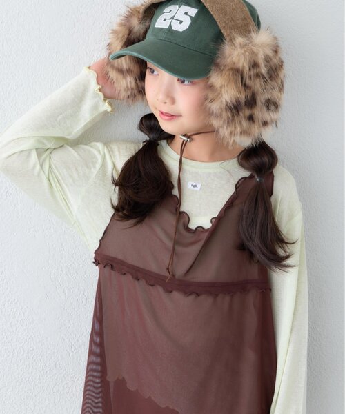 CIAOPANIC TYPY(チャオパニックティピー)の「【KIDS】チュールレイヤードシアースラブトップス(Tシャツ/カットソー・キッズ・アイボリー/ミント/グレー/ブラック・110/150/130)」の1枚目の写真