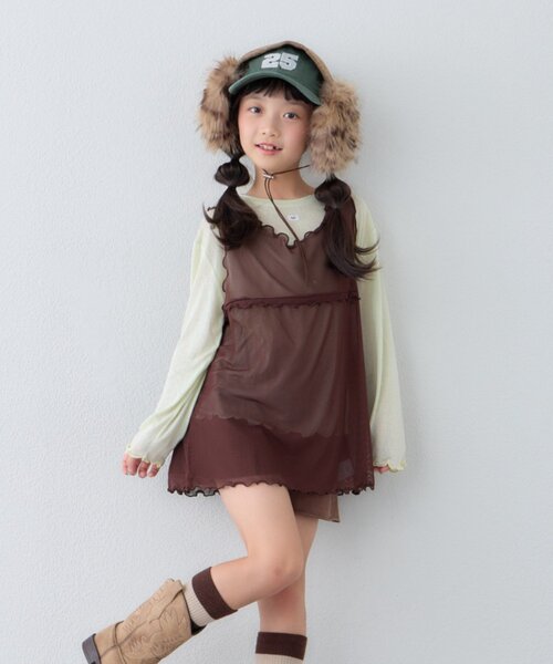 CIAOPANIC TYPY(チャオパニックティピー)の「【KIDS】チュールレイヤードシアースラブトップス(Tシャツ/カットソー・キッズ・アイボリー/ミント/グレー/ブラック・110/150/130)」の13枚目の写真