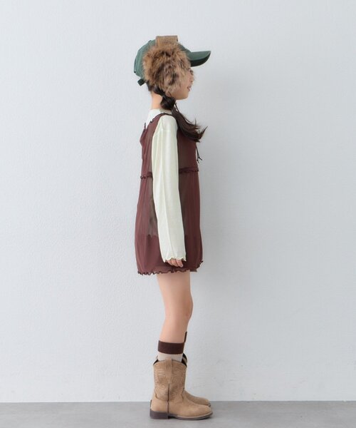 CIAOPANIC TYPY(チャオパニックティピー)の「【KIDS】チュールレイヤードシアースラブトップス(Tシャツ/カットソー・キッズ・アイボリー/ミント/グレー/ブラック・110/150/130)」の17枚目の写真