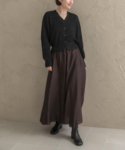URBAN RESEARCH ROSSO WOMEN(アーバンリサーチ ロッソ)の「『WEB限定』ラメニットカーディガン+スカートセット(カーディガン/ボレロ・レディース・ブラック系その他/ベージュ系その他・FREE)」の9枚目の写真