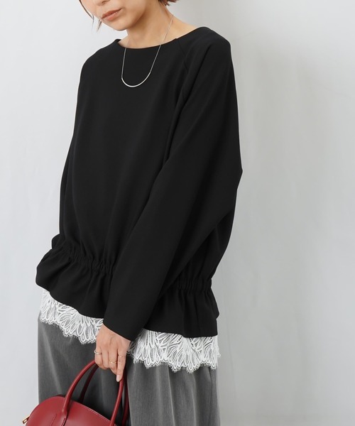 LUCA/LADY LUCK LUCA(ルカ/レディラックルカ)の「LC/LLL 裾レースペプラムトップス(Tシャツ/カットソー・レディース・アイボリー/ダークブラウン/ブラック・FREE)」の3枚目の写真