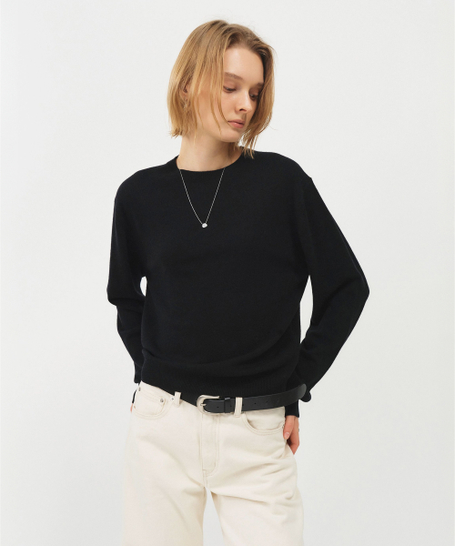 LOOKAST(ルックキャスト)の「カシミヤ エッセンシャル ラウンドネック ニット / CASHMERE ESSENTIAL ROUND NECK KNIT_5colors(ニット/セーター・レディース・ダークブラウン/チャコールグレー/ミント/ブラック/アイボリー・ONE)」の9枚目の写真