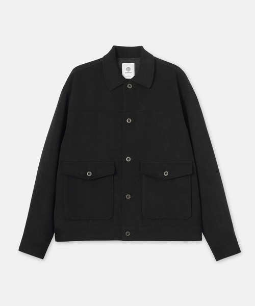SEAGREEN（シーグリーン）の「SEAGREEN(シーグリーン) ECO SUEDE TRACKER JACKET エコスエードトラッカージャケット（ブルゾン・メンズ・ブラック/グレイッシュベージュ・3/4/2）」の2枚目の写真