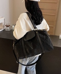 【キャリーオン対応】レザー切替 2way大容量トラベルボストンバッグ