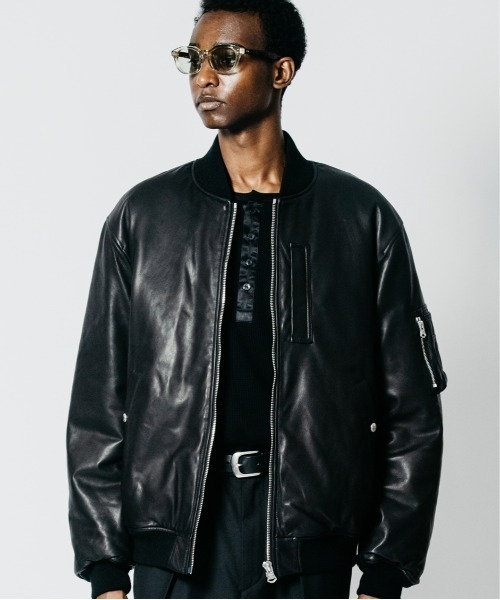 CRIMIE(クライミー)の「SHEEP LEATHER MA1 BOMBER JACKET(MA-1・メンズ・ブラック・XXL/XL/L/M/S)」の1枚目の写真