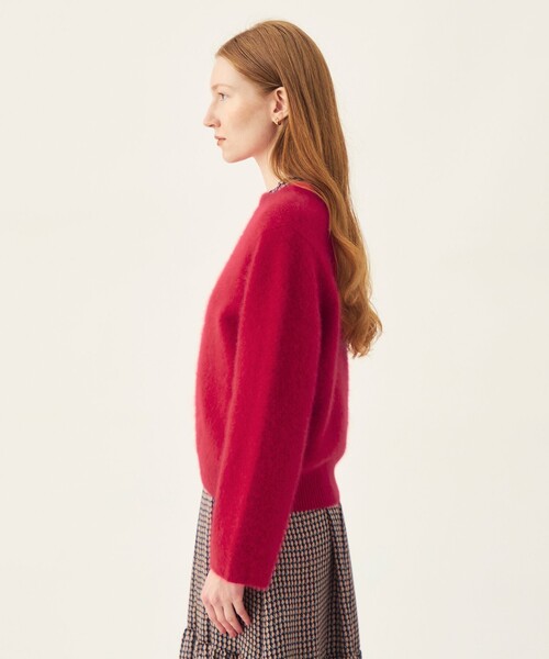 BALLSEY(ボールジィ)の「フラッフィーヤーン ビルドネックプルオーバー(ニット/セーター・レディース・ダークブラウン/ライトブルー/レッド・S)」の5枚目の写真