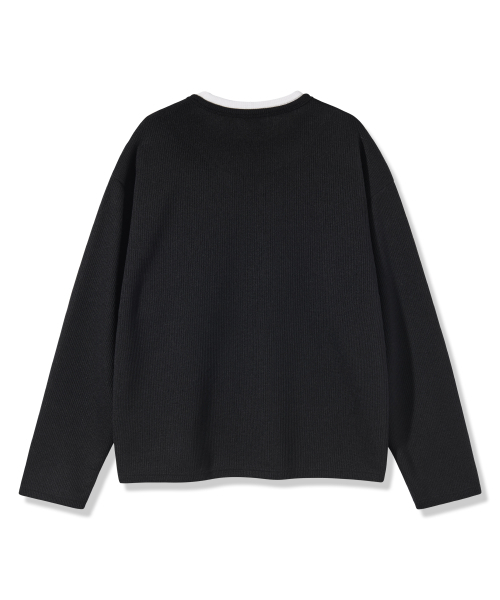 PIANER(ピアネール)の「スリットネックレイヤード長袖Tシャツ(ブラック)(Tシャツ/カットソー・レディース・ブラック・LARGE/X-LARGE)」の5枚目の写真
