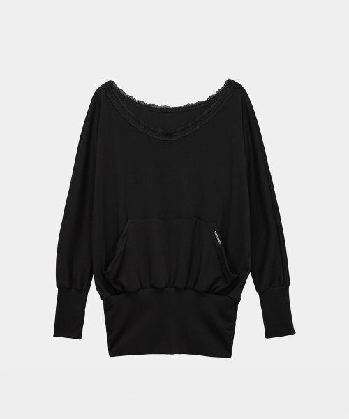 ETRE AU SOMMET(エトレオソメ)の「レースドレープオフショルダートップ(ブラック)(Tシャツ/カットソー・レディース・ブラック・FREE)」の7枚目の写真