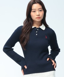 ニットポロシャツ」に該当するニット/セーター（ブルー・ネイビー/青色