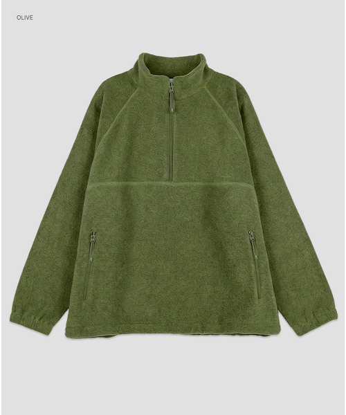 ATELIER NAIN（アトリエナイン）の「(T-7315)アン トーヴ フリース ハーフジップアップ（ニット/セーター・レディース・ライトグレー/ベージュ/グレー/オリーブ/ライトピンク・FREE）」の5枚目の写真