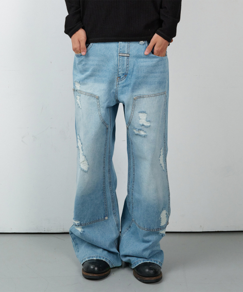 THEVINYLHOUSE(ザバイニルハウス)の「DESTROYED BOOTS CUT DENIM PANTS LIGHT BLUE(デニムパンツ・レディース・その他・SMALL/MEDIUM/LARGE)」の3枚目の写真