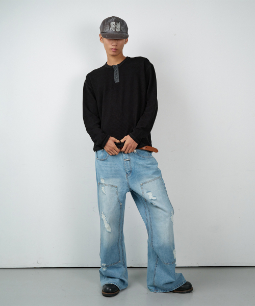THEVINYLHOUSE(ザバイニルハウス)の「DESTROYED BOOTS CUT DENIM PANTS LIGHT BLUE(デニムパンツ・レディース・その他・SMALL/MEDIUM/LARGE)」の8枚目の写真