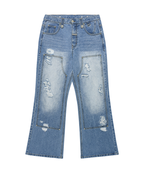 THEVINYLHOUSE(ザバイニルハウス)の「DESTROYED BOOTS CUT DENIM PANTS LIGHT BLUE(デニムパンツ・レディース・その他・SMALL/MEDIUM/LARGE)」の9枚目の写真