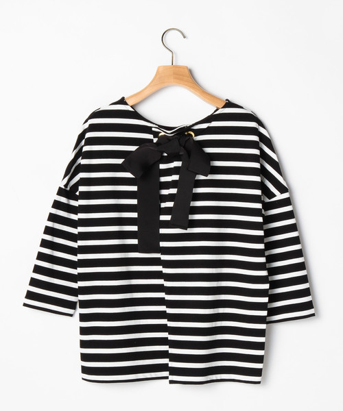Tiara（ティアラ）の「バックスリットリボントップス（Tシャツ/カットソー・レディース・ブラック×ホワイト/ホワイト×ネイビー・9）」の3枚目の写真