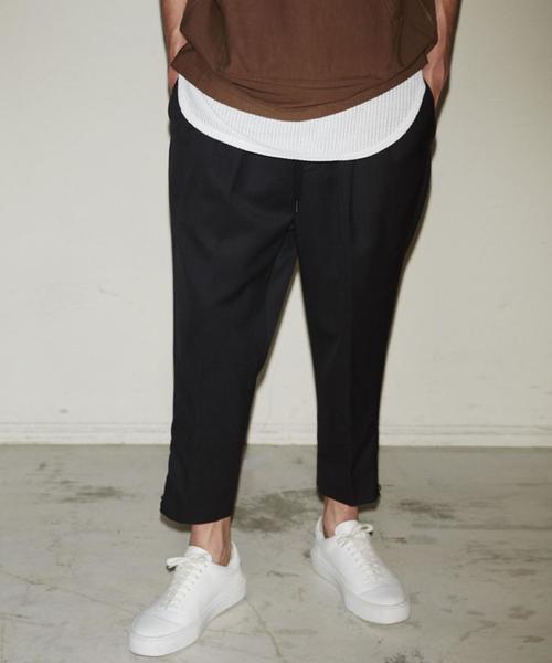 MONKEY TIME（モンキータイム）の「＜monkey time＞∴ TW/SRG ドロップド アンクルパンツ ：◆（スラックス・メンズ・ダークブラウン/ブラック・LARGE/MEDIUM/SMALL）」の2枚目の写真