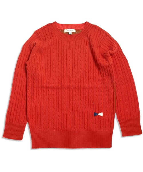 Seraph（セラフ）の「コントラストセーター（ニット/セーター・キッズ・レッド/サーモンピンク/サックスブルー/キナリ・140/80/100/120/90/95/110/130）」の4枚目の写真