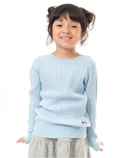 Seraph（セラフ）の「コントラストセーター（ニット/セーター・キッズ・レッド/サーモンピンク/サックスブルー/キナリ・140/80/100/120/90/95/110/130）」の3枚目の写真