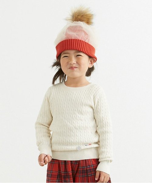 Seraph（セラフ）の「コントラストセーター（ニット/セーター・キッズ・レッド/サーモンピンク/サックスブルー/キナリ・140/80/100/120/90/95/110/130）」の2枚目の写真