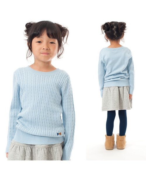 Seraph（セラフ）の「コントラストセーター（ニット/セーター・キッズ・レッド/サーモンピンク/サックスブルー/キナリ・140/80/100/120/90/95/110/130）」の17枚目の写真