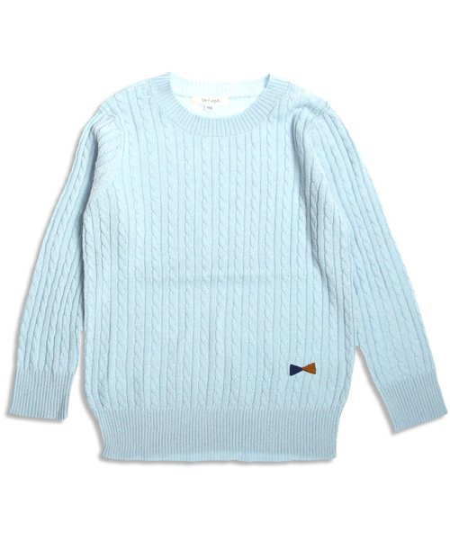 Seraph（セラフ）の「コントラストセーター（ニット/セーター・キッズ・レッド/サーモンピンク/サックスブルー/キナリ・140/80/100/120/90/95/110/130）」の12枚目の写真