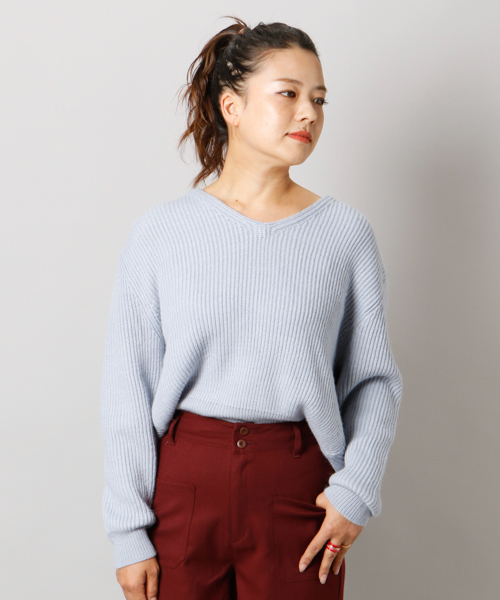 Omekashi（オメカシ）の「2WAYツイストニット（ニット/セーター・レディース・ブラック/サックスブルー/オフホワイト/ベージュ・ﾌﾘ-）」の4枚目の写真