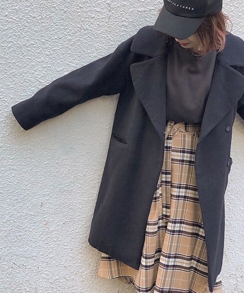 PAGEBOY（ページボーイ）の「BIGチェスターコート（チェスターコート・レディース・オレンジ/杢グレー/ネイビー/ホワイト系その他2・MEDIUM/SMALL）」の4枚目の写真