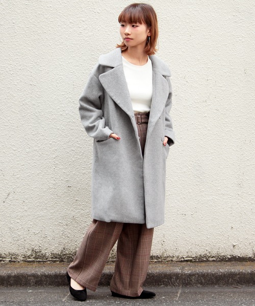 PAGEBOY（ページボーイ）の「BIGチェスターコート（チェスターコート・レディース・オレンジ/杢グレー/ネイビー/ホワイト系その他2・MEDIUM/SMALL）」の6枚目の写真