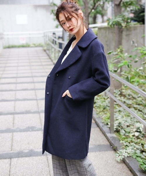 PAGEBOY（ページボーイ）の「BIGチェスターコート（チェスターコート・レディース・オレンジ/杢グレー/ネイビー/ホワイト系その他2・MEDIUM/SMALL）」の5枚目の写真