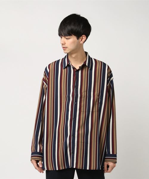 Spinns スピンズ の ランダムストライプビッグシャツ シャツ ブラウス Wear Spinns スピンズ の ランダムストライプビッグシャツ シャツ ブラウス Wear
