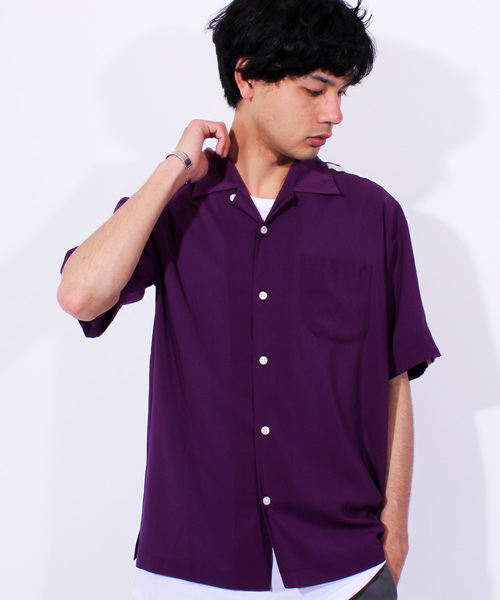 ８(eight)（エイト）の「切替 半袖 開襟シャツ ボーリングシャツ（シャツ/ブラウス・メンズ・ブラック/パープル/ネイビー/マスタード・MEDIUM/LARGE）」の3枚目の写真