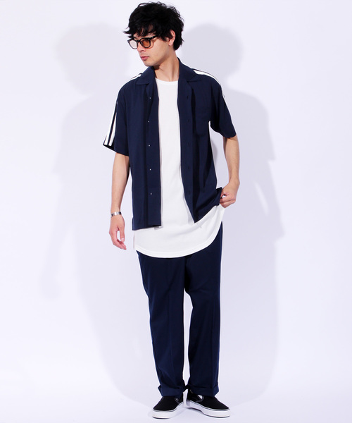 ８(eight)（エイト）の「切替 半袖 開襟シャツ ボーリングシャツ（シャツ/ブラウス・メンズ・ブラック/パープル/ネイビー/マスタード・MEDIUM/LARGE）」の6枚目の写真