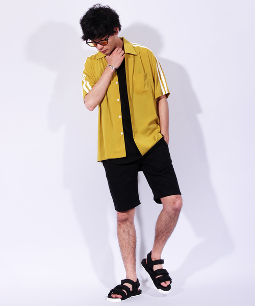 ８(eight)（エイト）の「切替 半袖 開襟シャツ ボーリングシャツ（シャツ/ブラウス・メンズ・ブラック/パープル/ネイビー/マスタード・MEDIUM/LARGE）」の8枚目の写真