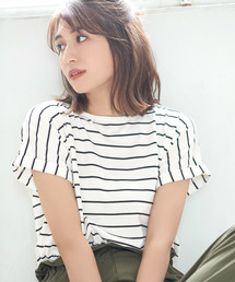 うるおい保湿成分アルガンオイル配合☆袖ロールアップシンプルカットソーTシャツ/トップス/レディース[C3309]神戸レタス