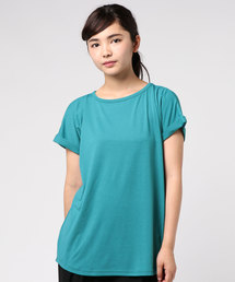 うるおい保湿成分アルガンオイル配合☆袖ロールアップシンプルカットソーTシャツ/トップス/レディース[C3309]神戸レタス