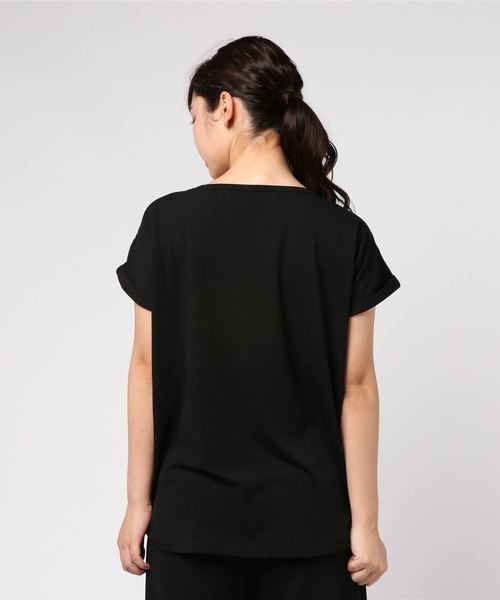 KOBE LETTUCE（コウベレタス）の「うるおい保湿成分アルガンオイル配合☆袖ロールアップシンプルカットソーTシャツ/トップス/レディース[C3309]神戸レタス（Tシャツ/カットソー・レディース・ブラック/ネイビー/オフホワイト/グリーン/ホワイト×ブラック・FREE）」の17枚目の写真