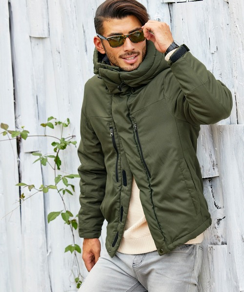 BARK MANHATTAN(バークマンハッタン)の「フェイクウール フルボリュームネック 中綿フードジャケット(ダウンジャケット/コート)」|オリーブ