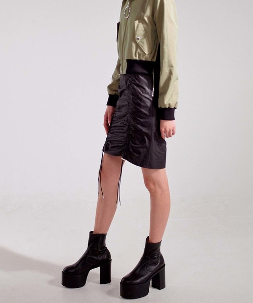 JOHN LAWRENCE SULLIVAN（ジョンローレンスサリバン）の「LEATHER PLATFORM BOOTS（ブーツ・レディース・オレンジ/ブラック・24/25/23）」の5枚目の写真