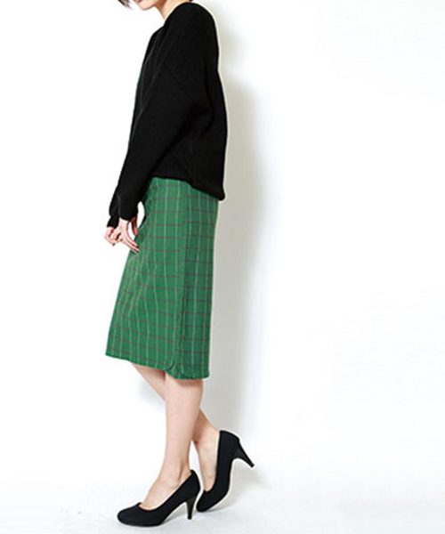 aimoha(アイモハ)の「格子柄ミモレタイトスカート(スカート・レディース・ブルー/グリーン/ブラック・SMALL/MEDIUM/X-LARGE/LARGE/XX-LARGE)」の1枚目の写真