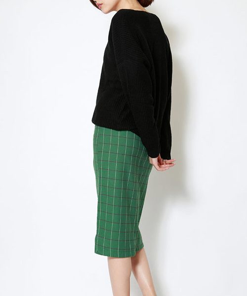 aimoha(アイモハ)の「格子柄ミモレタイトスカート(スカート・レディース・ブルー/グリーン/ブラック・SMALL/MEDIUM/X-LARGE/LARGE/XX-LARGE)」の8枚目の写真