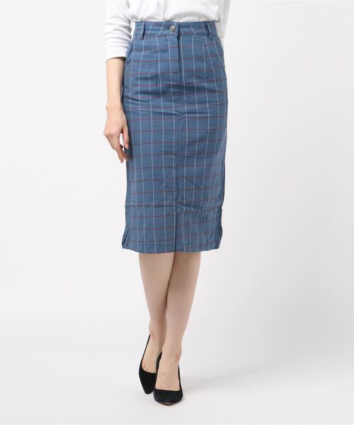 aimoha(アイモハ)の「格子柄ミモレタイトスカート(スカート・レディース・ブルー/グリーン/ブラック・SMALL/MEDIUM/X-LARGE/LARGE/XX-LARGE)」の4枚目の写真