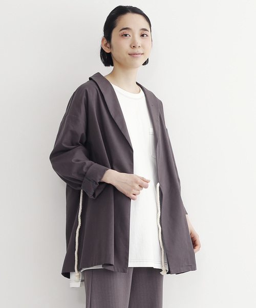 merlot(メルロー)の「へちまカラーロープラップジャケット2685(テーラードジャケット)」|チャコールグレー