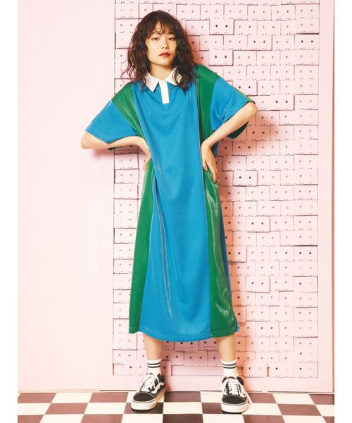 jouetie(ジュエティ)の「シャイニーポロワンピース(ワンピース・レディース・ブラック/ターコイズブルー/イエロー・MEDIUM)」の1枚目の写真